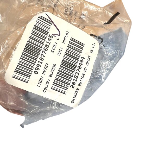 Madewell Shirred Button-Up Shirt In Linen-Cotton Blue Size Large NWT - Picture 12 of 13